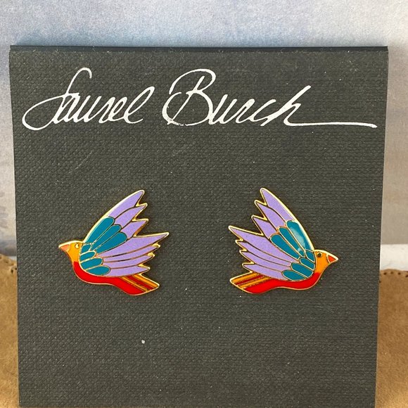 Vintage LAUREL BURCH Earrings Celeste Birds Post Earrings - Picture 1 of 4